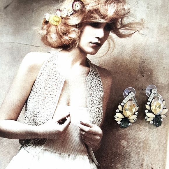 Boutique Jewelry - Boutique // Amber Crystal Gems Statement Earrings